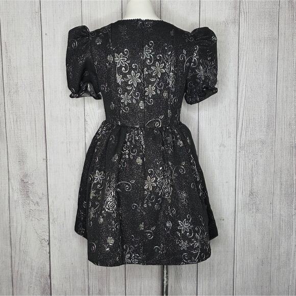 Dolls Kill Widow Night Music Brocade Babydoll Dress Black Goth Fairy Sz Medium - Picture 3 of 4